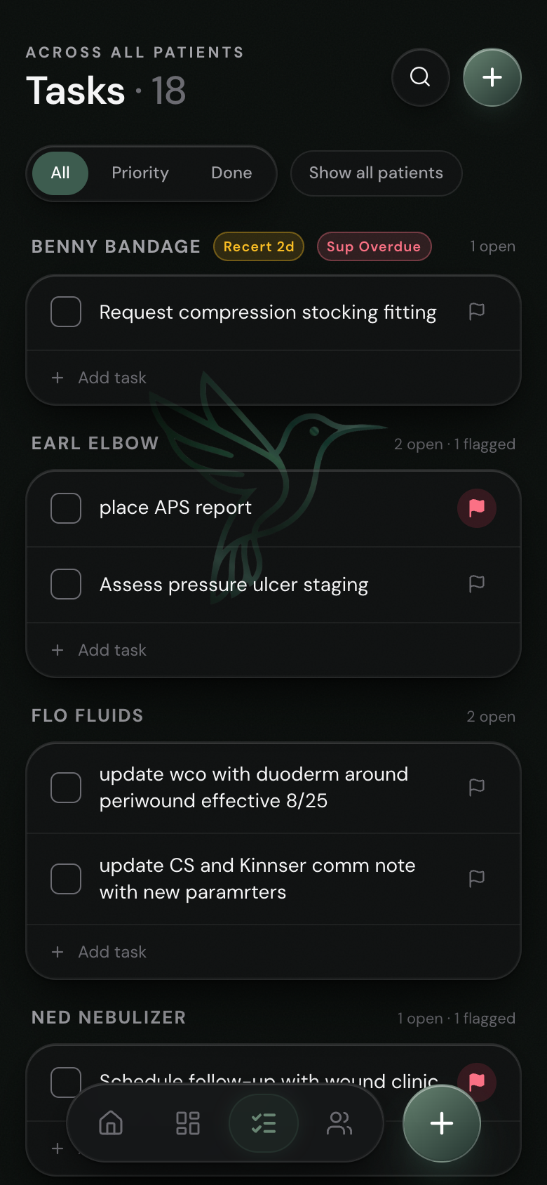 Tasks · Priority filter